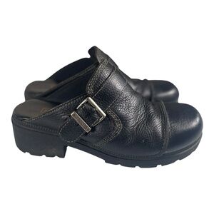 Harley-Davidson Women’s Black Leather Buckle Slip On Clogs